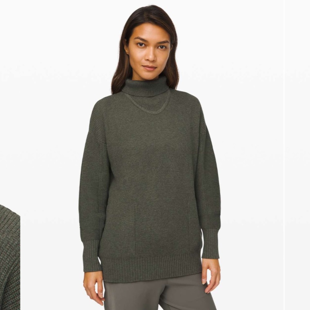 Lululemon Cozy Calling Turtleneck — Heathered Pesto — Size Small